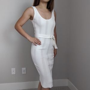 F21 Ivory White Midi Knit Dress